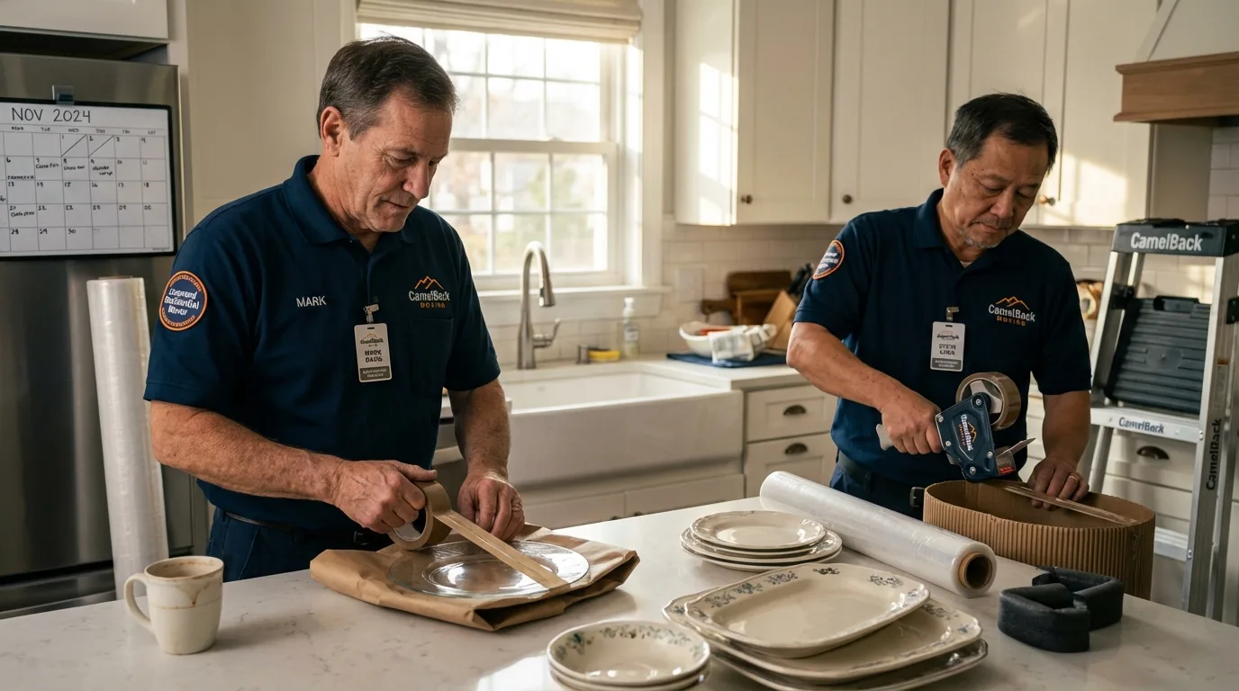 Professional crew packing kitchen dishware in Port Wentworth, GA